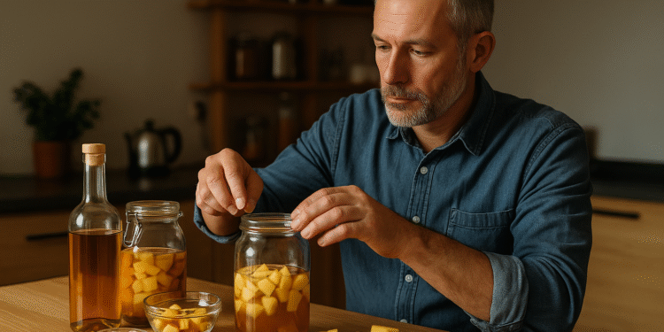 une personne fabriquant un rhum arrangé