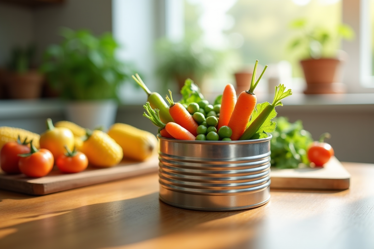 Boîte de légumes frais colorés sur une table en cuisine