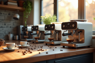 Cuisine moderne avec plusieurs machines à café haut de gamme