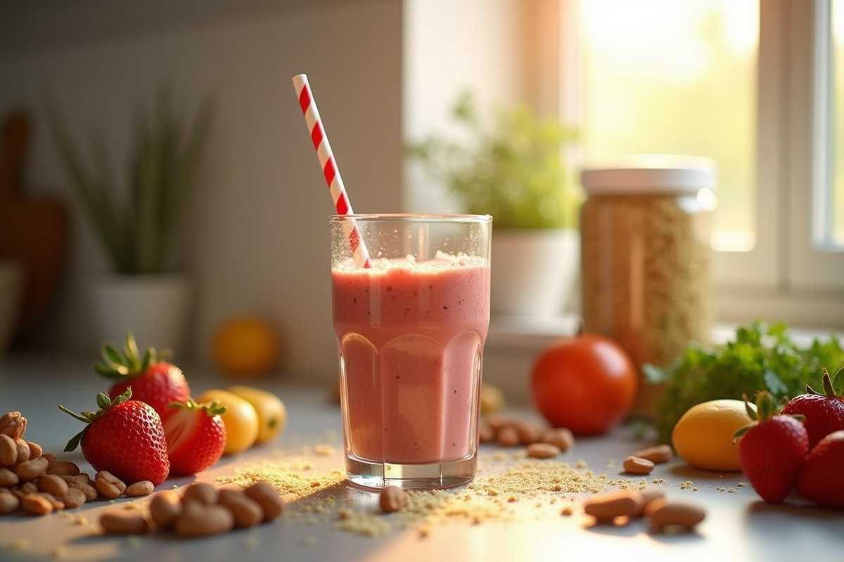 Personne préparant un smoothie santé avec fruits et légumes